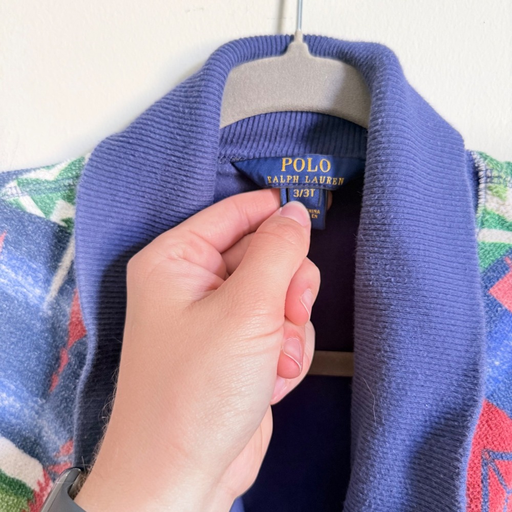 Polo Ralph Lauren Kids Southwestern Geometric Shawl Collar Cardigan Blue 3 3T - Picture 3 of 3